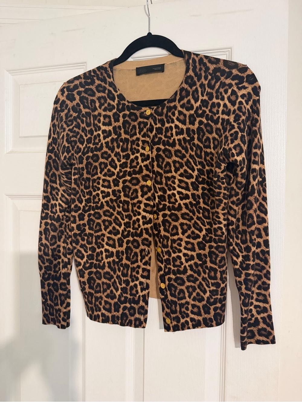 Zara Leopard Print Button-Front Cardigan - Brown